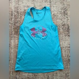 Under Armour Girls Turquoise Tank Top with Pink Logo